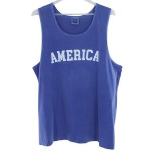 Comfort Colors Tank Top America Graphic Sleeveless Shirt L Blue